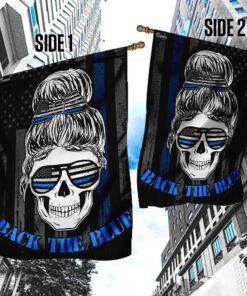 back the blue skull lady flag 2863