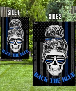 back the blue skull lady flag 4081
