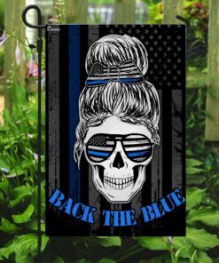 back the blue skull lady flag 6636