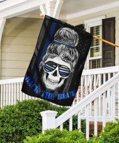 back the blue skull lady flag 7532