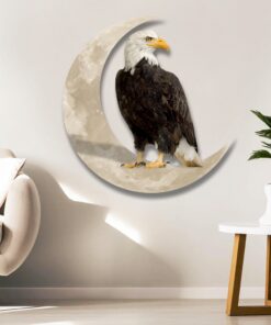 bald eagle on the moon hanging metal sign qnk1005msv15 1166