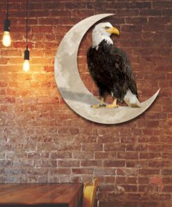 Bald Eagle On The Moon Hanging Metal Sign QNK1005MSv15