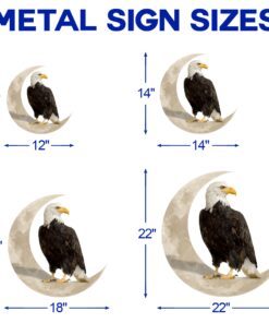 bald eagle on the moon hanging metal sign qnk1005msv15 7207