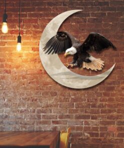 bald eagle on the moon hanging metal sign qnk1005msv15a 3269