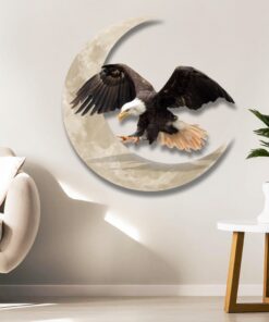 bald eagle on the moon hanging metal sign qnk1005msv15a 6347