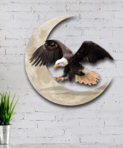Bald Eagle On The Moon Hanging Metal Sign QNK1005MSv15a