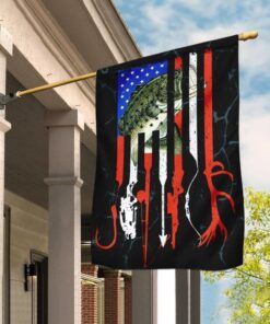 Bass Fishing American US Flag