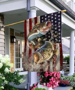 Bass Fishing Flag Largemouth Bass Fishing American Flag QTR251F