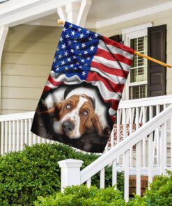 basset hound. american patriot flag 8452