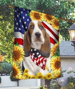 basset hound america sunflower flag lha1820fv1 2256