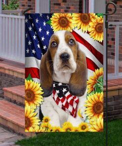 basset hound america sunflower flag lha1820fv1 6618