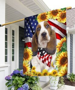 Basset Hound America Sunflower Flag LHA1820Fv1