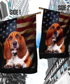 basset hound american flag 3991