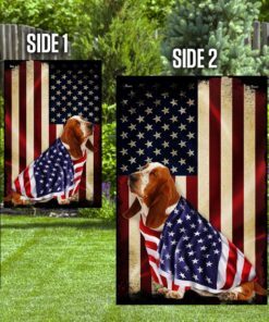 basset hound american patriot flag 1134