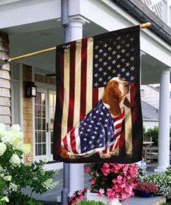 basset hound american patriot flag 4084