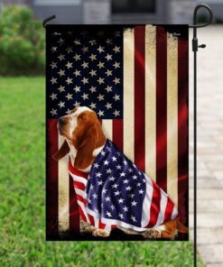 basset hound american patriot flag 6343