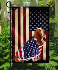 basset hound american patriot flag 8089