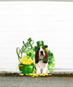 basset hound st. patrick’s day irish garden metal sign qnk16ms 1635
