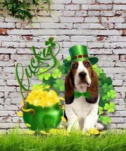 Basset Hound St. Patrick’s Day Irish Garden Metal Sign QNK16MS