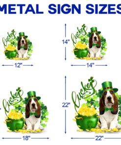 basset hound st. patrick’s day irish garden metal sign qnk16ms 8563