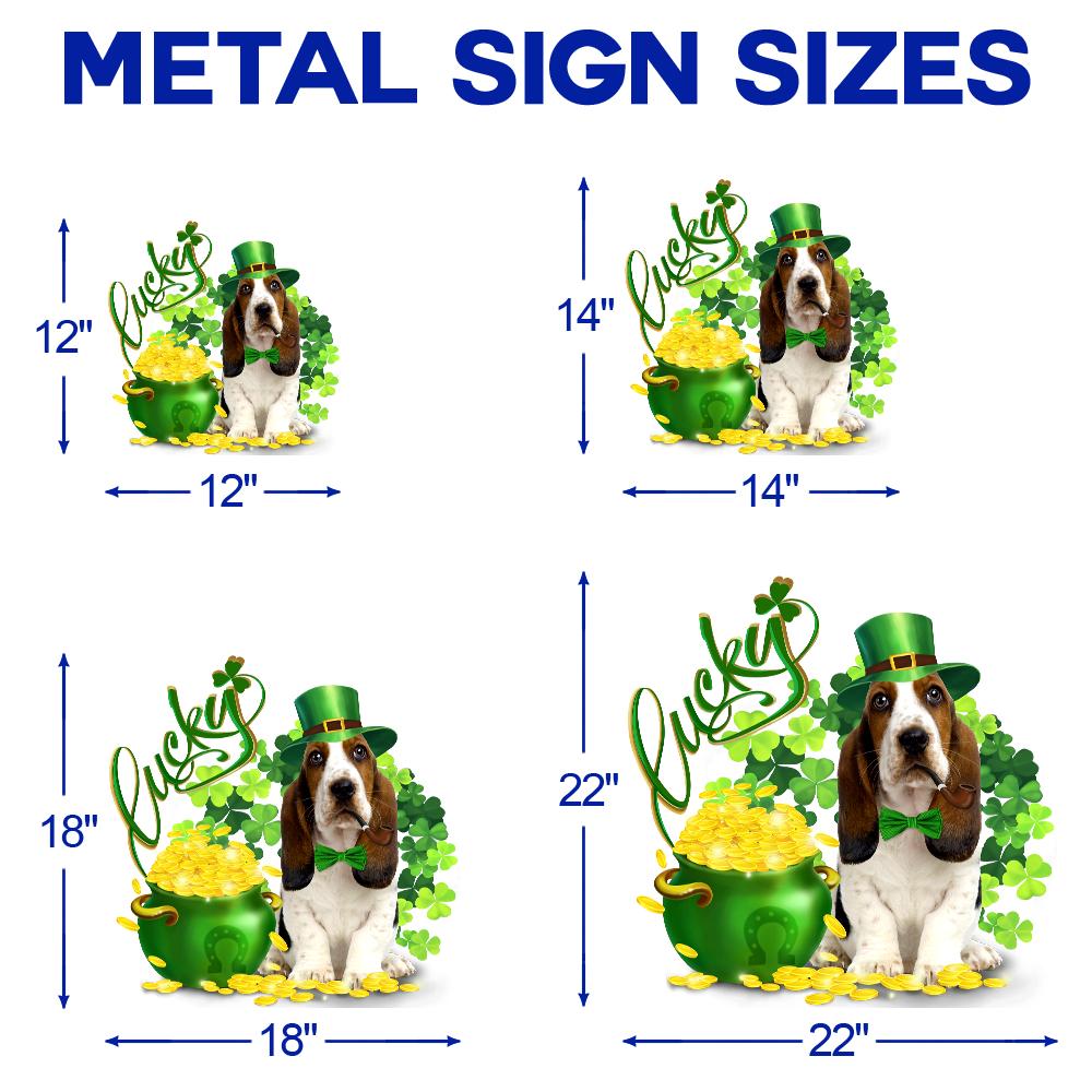 Basset Hound St. Patrick’s Day Irish Garden Metal Sign QNK16MS - Image 6