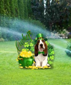 basset hound st. patrick’s day irish garden metal sign qnk16ms 8984
