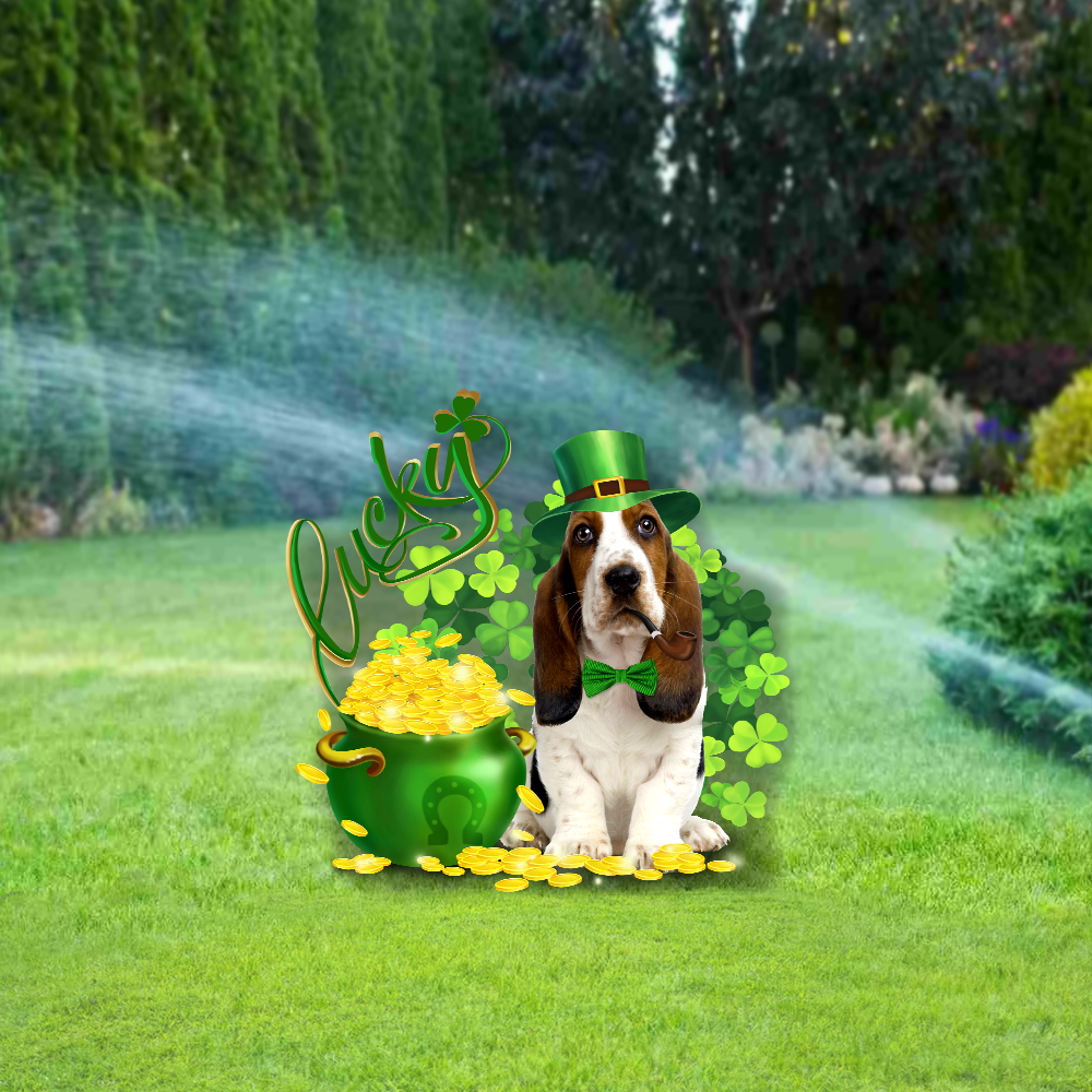 Basset Hound St. Patrick’s Day Irish Garden Metal Sign QNK16MS - Image 4