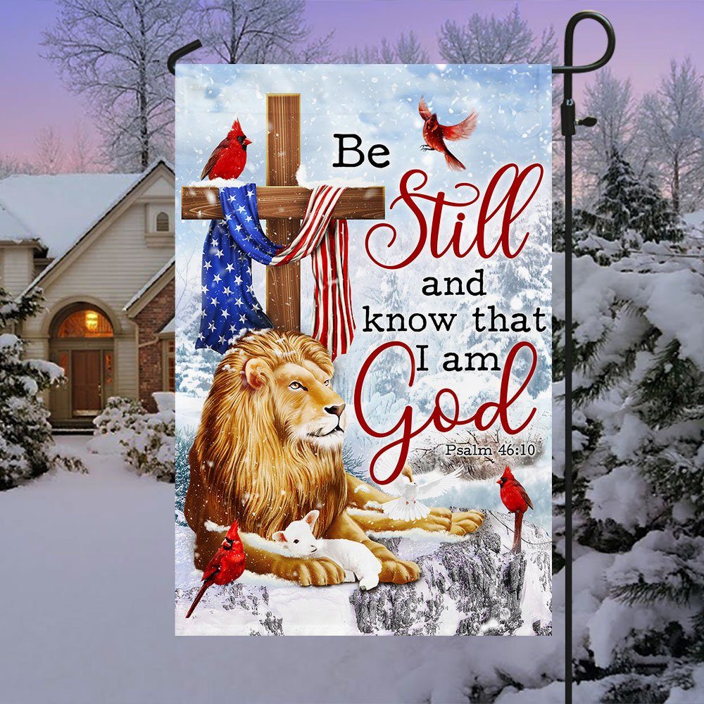 Be Still And Know That I Am God Lion of Judah Christmas Flag MLN744F - Image 3