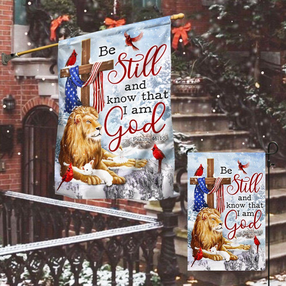 Be Still And Know That I Am God Lion of Judah Christmas Flag MLN744F - Image 4