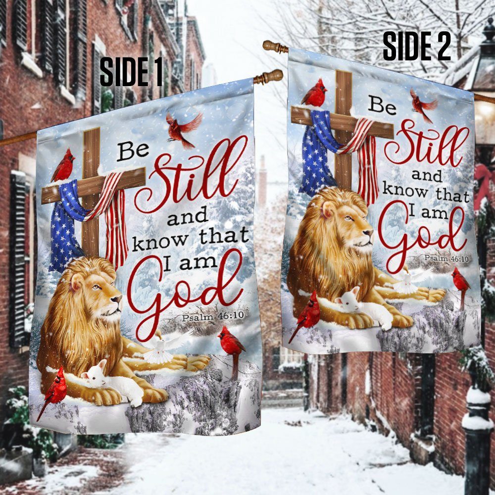 Be Still And Know That I Am God Lion of Judah Christmas Flag MLN744F - Image 2