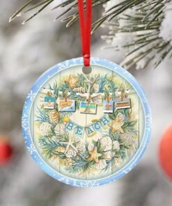 beach christmas ceramic ornament 8694