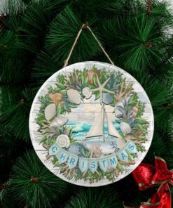 beach wreath christmas wooden door sign thh3589ws 2679