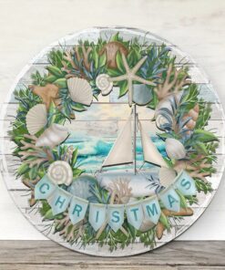 beach wreath christmas wooden door sign thh3589ws 6738