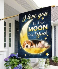 Beagle Dog Moon Flag I Love You To The Moon And Back DDH2864Fv1