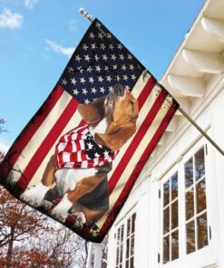 beagle happy 4th of july. american us flag 1998