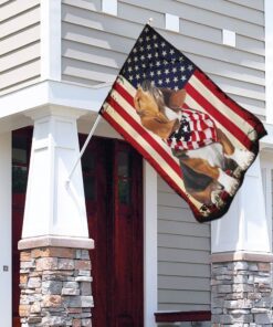 beagle happy 4th of july. american us flag 7444