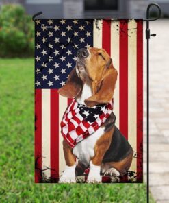 beagle happy 4th of july. american us flag 7832