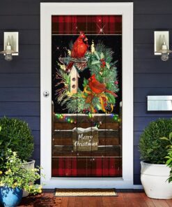 beautiful cardinal merry christmas door cover 8010
