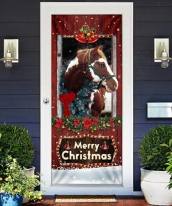 beautiful christmas horse door cover 1708