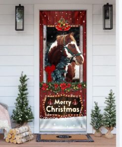 Beautiful Christmas Horse Door Cover
