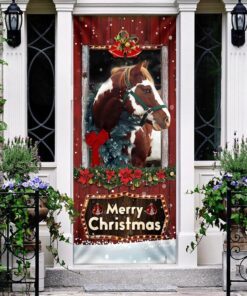 beautiful christmas horse door cover 5801