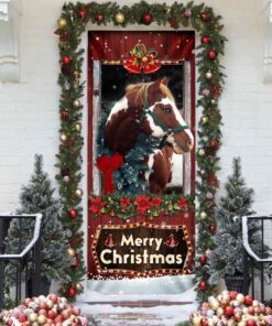 beautiful christmas horse door cover 6140