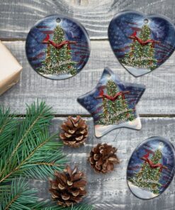beautiful christmas tree cross ceramic ornament 1662