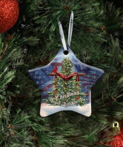 beautiful christmas tree cross ceramic ornament 3126