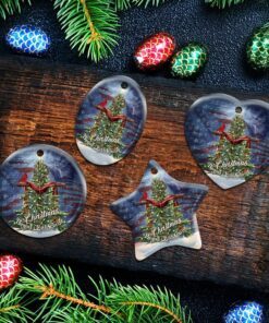 beautiful christmas tree cross ceramic ornament 5702