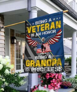 Being A Veteran Is An Honor Being A Grandpa Is Priceless Flag LHA1584F