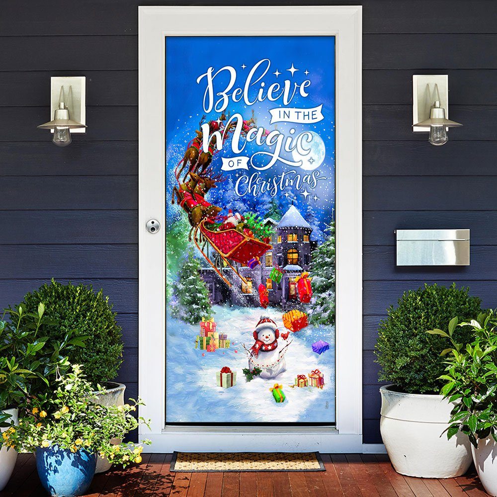 Believe In The Magic Of Christmas. Santa Claus Christmas Door Cover - Image 2