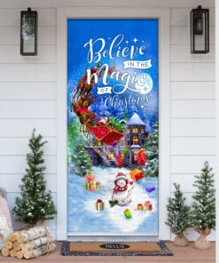 Believe In The Magic Of Christmas. Santa Claus Christmas Door Cover
