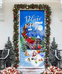 believe in the magic of christmas. santa claus christmas door cover 7806