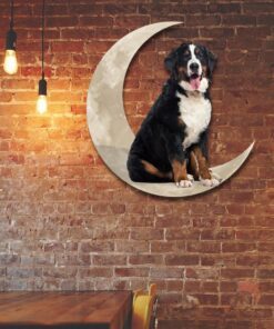 Bernese Mountain Dog And Moon Hanging Metal Sign QNK879MSv30